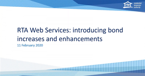 RTA Web Services - introducing bond increases and enhancements