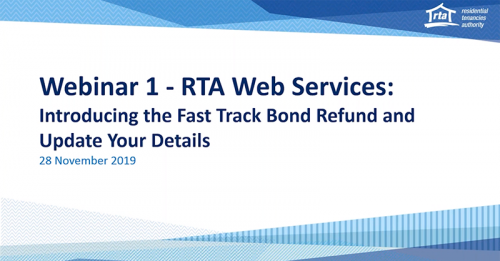 RTA Web Services - introducing fast track Bond Refund and Update Your Details