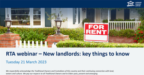 RTA Webinar: New landlords - key things to know