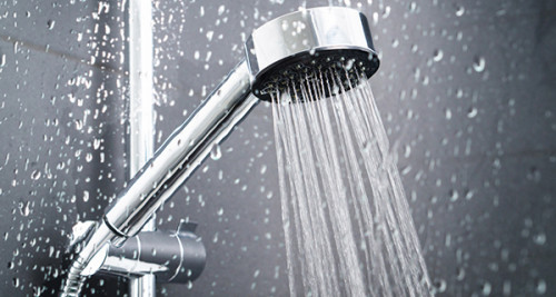 Shower head spraying water